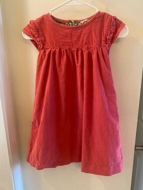 Mini Boden Coral Pink Ruffle Sleeve Corduroy Dress